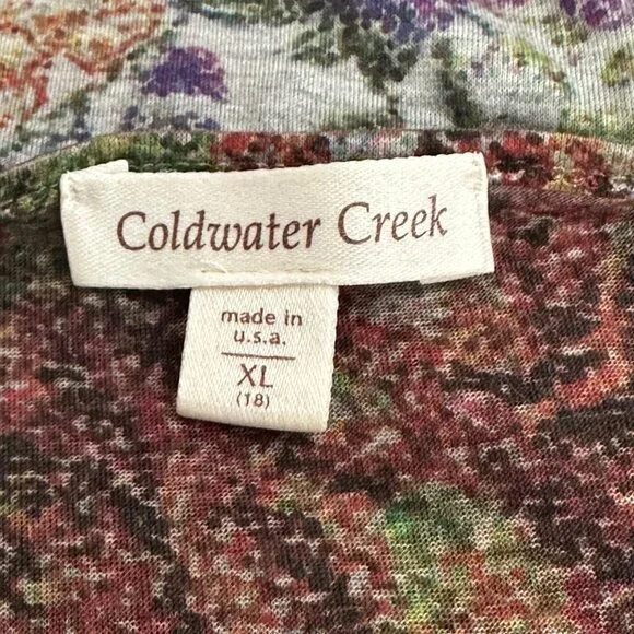 Coldwater Creek XL Sleeveless Dark Floral Lace Trim Top Boho Fairy Made In USA - Picture 3 of 7